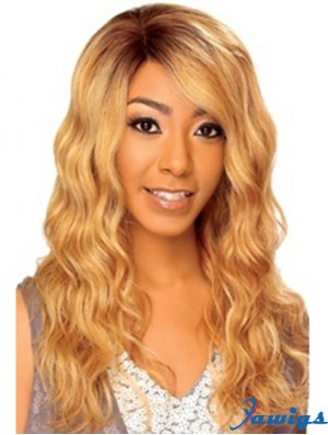 22 inch Blonde Long Without Bangs Wavy High Quality Lace Wigs