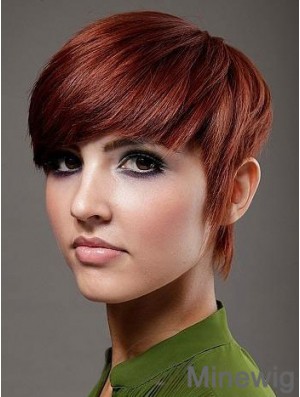 Boycuts Top Straight Red Short Human Hair Wigs