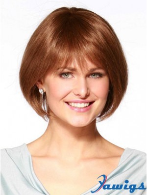 Chin Length Straight Monofilament Auburn Online Bob Wigs