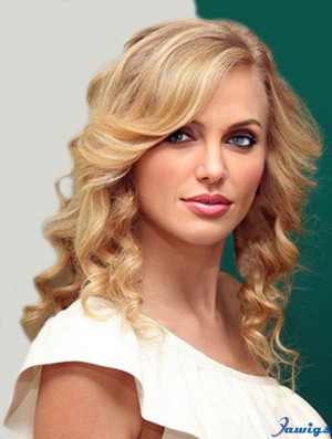 100% Hand-tied With Bangs Wavy Shoulder Length Blonde Suitable Taylor Swift Wigs