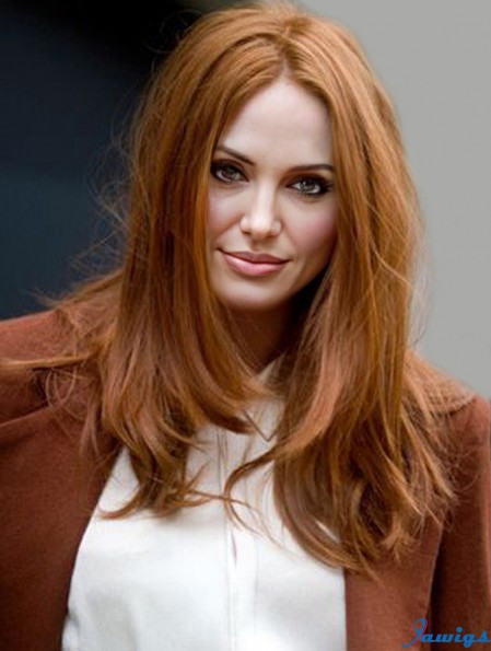 Without Bangs Long Copper Straight 18 inch Convenient Human Hair Karen Gillan Wigs