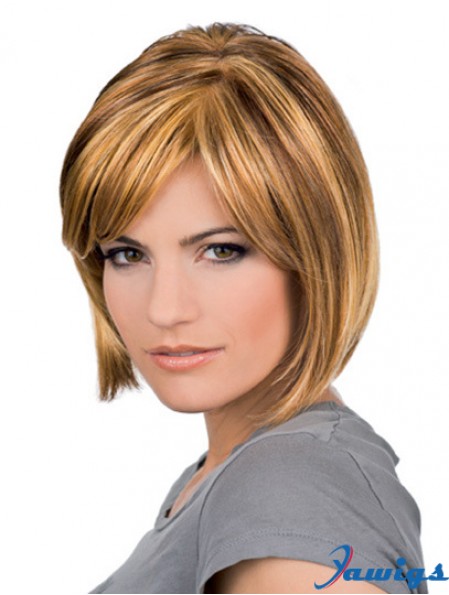 Chin Length Blonde Sleek 10 inch Wavy Bob Wigs