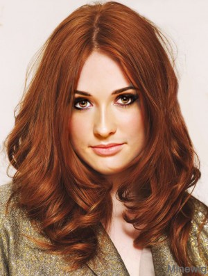 Without Bangs Long Copper Wavy 18 inch Suitable Human Hair Karen Gillan Wigs