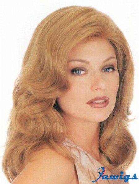 Human Hair Wavy Blonde Convenient Long Classic Wigs