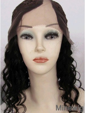 14 inch Lace Front Curly Black Good U Part Wigs