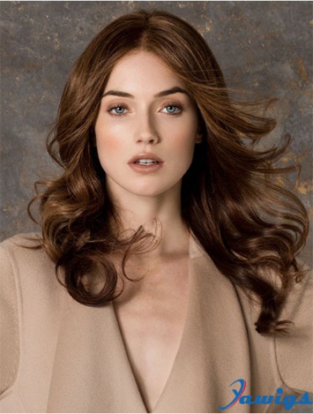 Wavy Without Bangs Monofilament Brown Fashionable Long Wigs