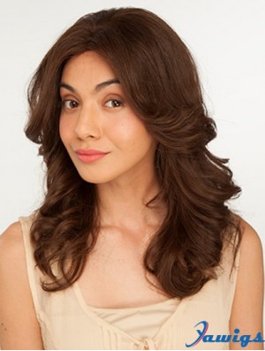 14 inch Brown Long Without Bangs Wavy Perfect Lace Wigs