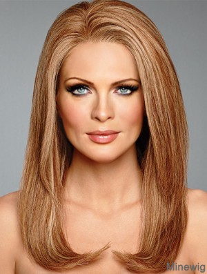 Long Straight 16 inch 100% Hand-tied 100% Human Hair Wigs