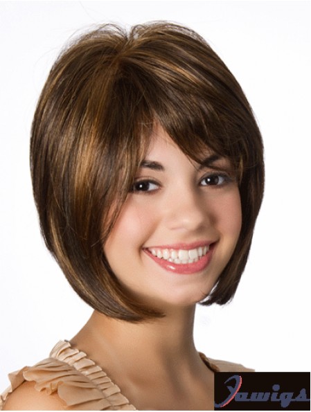 Human Hair Lace Front Wigs Straight 10 inch Brown Bob Hairstyles