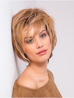 Blonde Monofilament Straight Bobs 10 inch Copper Chin Length Human Hair Lace Front Wigs