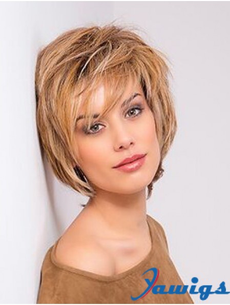 Blonde Monofilament Straight Bobs 10 inch Copper Chin Length Human Hair Lace Front Wigs