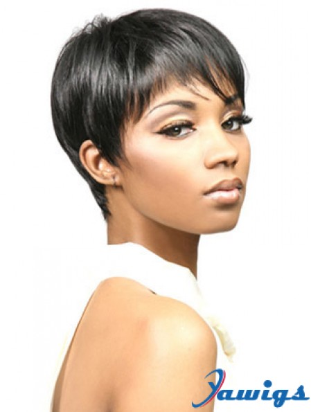 African Wigs With Synthetic Capless Cropped Length Boycuts Straight Style