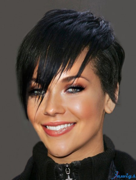 Rihanna Wigs For Sale With Capless Black Color Cropped Length Boycuts