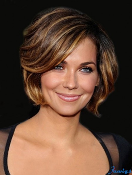 Great Brown Chin Length Wavy 8 inch Layered Halle Berry Lace Wigs