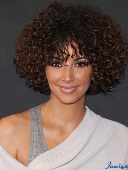 Halle Berry Wigs With Bangs Kinky Style Chin Length