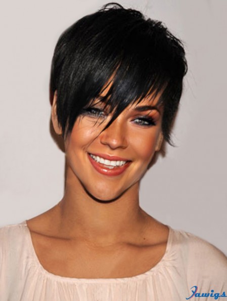 Rihanna Short Hair Wigs Boycuts Croppped Length Black Color