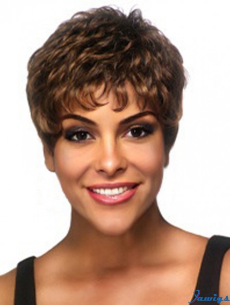 Black Boycuts Short Brown Wavy Good Petite Wigs