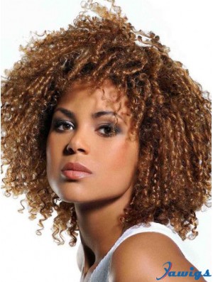 Wigs Human Hair African American Blonde Color With Bangs Kinky Style