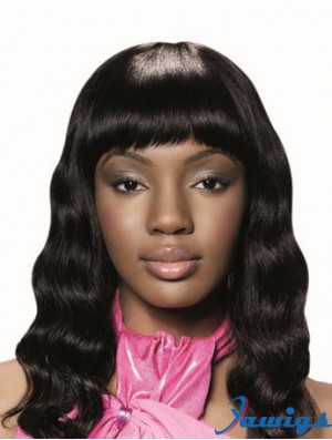 Long Black Wavy With Bangs New African American Wigs