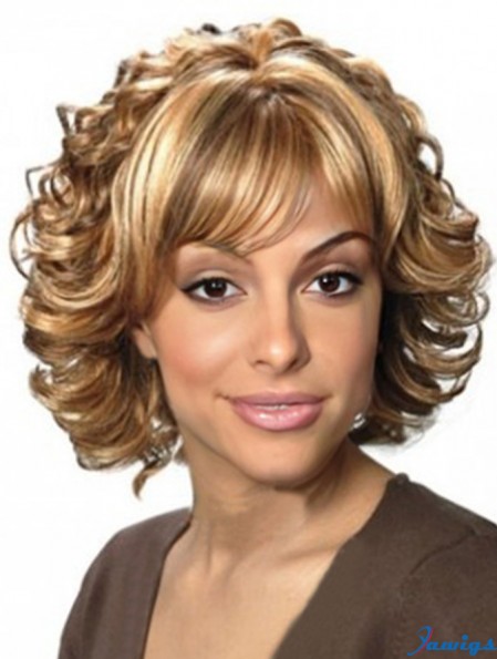 Great Blonde Capless Wig Chin Length Synthetic African American Wavy Hair