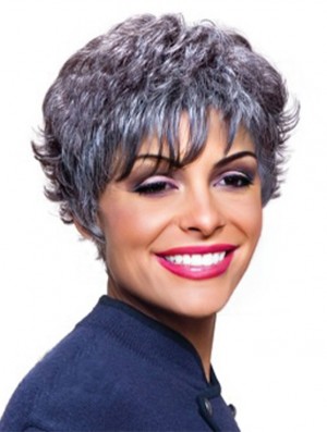 Great Synthetic Online Short Wavy Grey Wigs