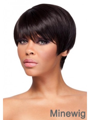 Cropped Auburn Straight Boycuts Gorgeous African American Wigs