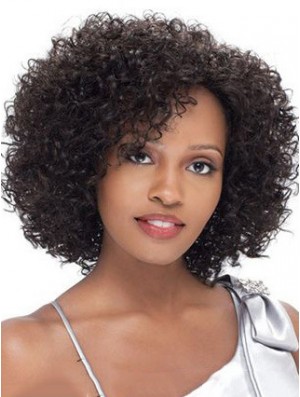 Brazilian Human Hair Short Lace Front Black Kinky Curly Wigs For Black Women