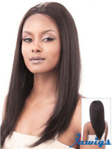 Auburn 16 inch Sleek Long Yaki Without Bangs Lace Wigs