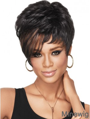 Cropped Black Wavy Boycuts High Quality African American Wigs