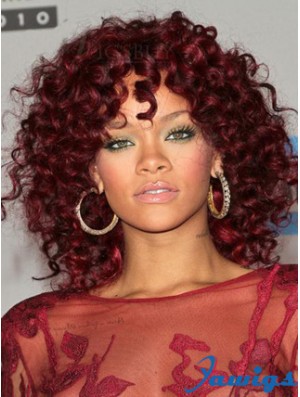 Red 14 inch Capless African American Curly Bob Wigs For Black Women