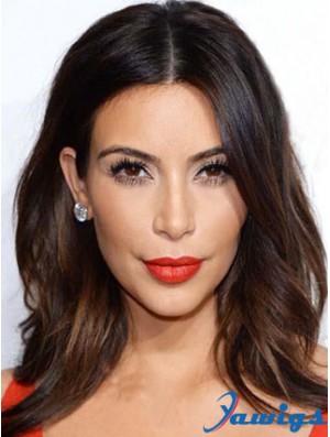 Kim Kardashian Human Hair Wig With Lace Front Shoulder Length