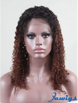 Shoulder Length Curly Without Bangs Full Lace 14 inch Comfortable Black Women Wigs