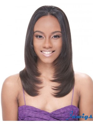 Long Brown Straight Without Bangs Suitable African American Wigs