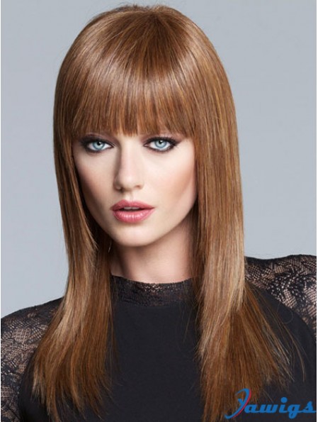 Yaki With Bangs Long Brown Fabulous Lace Front Wigs