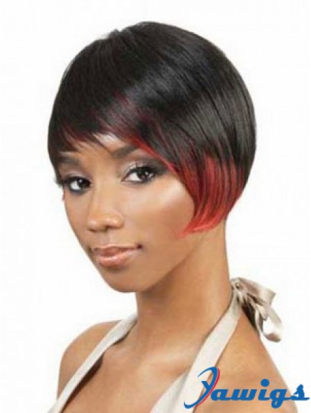 Short Black Straight Layered Fashionable African American Wigs