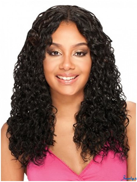 Fashion Black Long Kinky U Part Lace Wigs