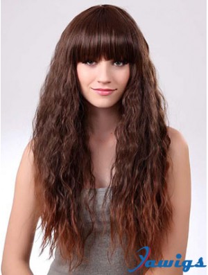 Long Ombre/2 Tone Curly With Bangs Suitable African American Wigs