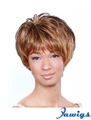 Short Brown Wavy Boycuts Popular African American Wigs