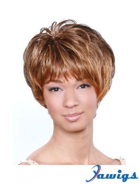 Short Brown Wavy Boycuts Popular African American Wigs