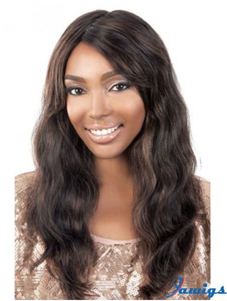 Long Brown Wavy Without Bangs Modern African American Wigs