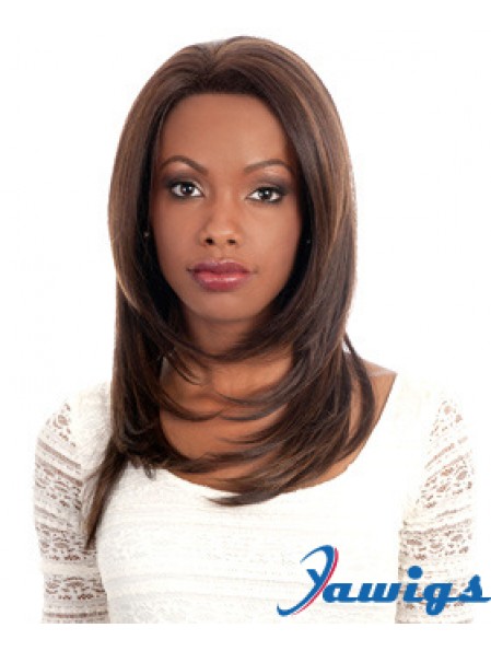 Convenient Auburn Long Without Bangs Straight Glueless Lace Front Wigs