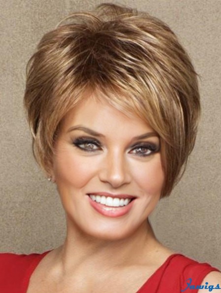 Boycuts Brown Straight 3 inch Cropped Synthetic Wigs