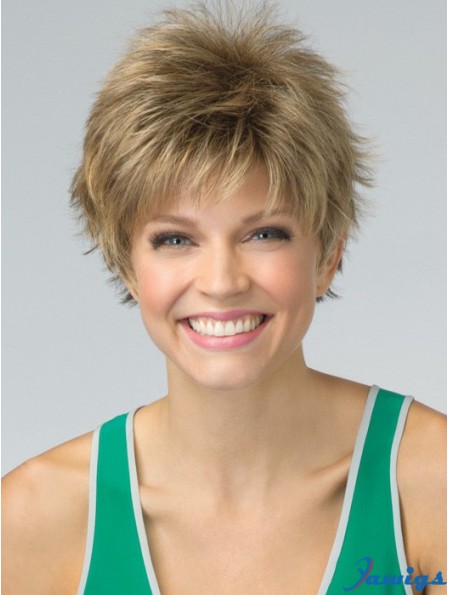 Short Pixie Cut Synthetic Wig Blonde Color Cropped Length Boycuts