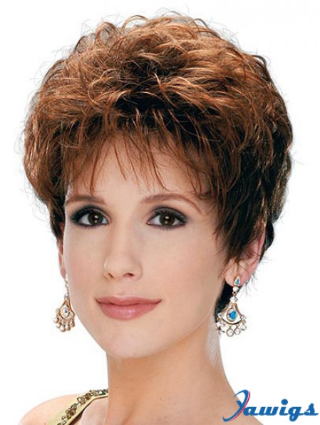 Classic Lady Wig With Capless Synthetic Curly Style Short Length