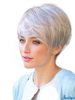 Monofilament Short Straight Boycuts Synthetic Realistic Wigs