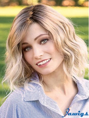 Blonde 14 inch Layered Shoulder Length Online Monofilament Wigs