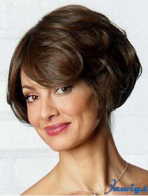 Short Brown Fashionable 6 inch Wavy Bob Wigs