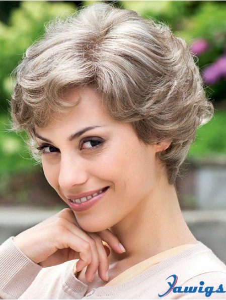 Cheap Grey Wig 100% Hand Tied Layered Cut Short Style