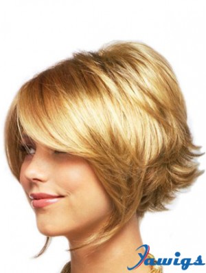 Sleek Blonde Chin Length Wavy Layered Lace Front Wigs