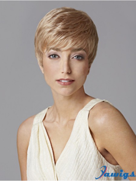 Fashionable 5 inch Straight Blonde Boycuts Short Wigs